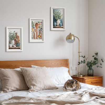 Billedvæg Køkkentilbehør med planter i moderne stil