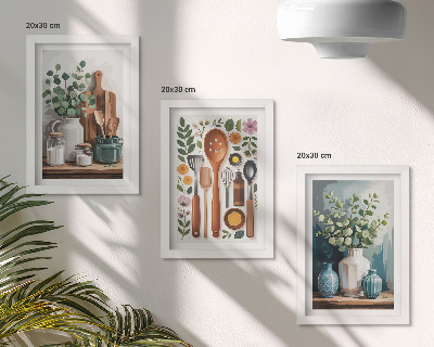 Billedvæg Køkkentilbehør med planter i moderne stil
