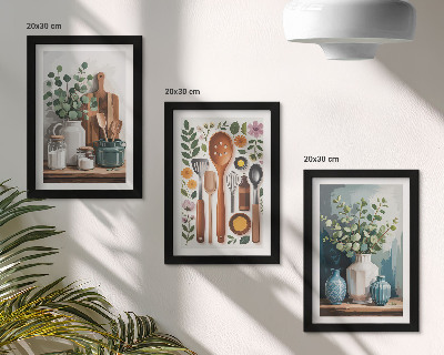 Billedvæg Køkkentilbehør med planter i moderne stil