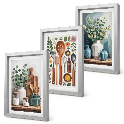 Billedvæg Køkkentilbehør med planter i moderne stil