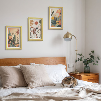 Moderne billedsæt Boho plantemønstre i varme nuancer med et naturligt præg