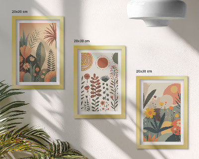 Moderne billedsæt Boho plantemønstre i varme nuancer med et naturligt præg