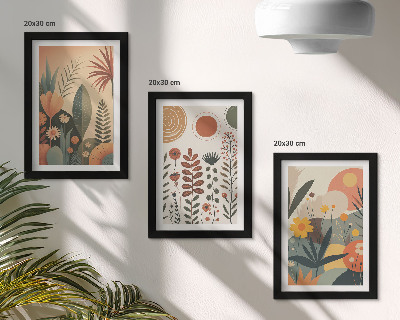 Moderne billedsæt Boho plantemønstre i varme nuancer med et naturligt præg