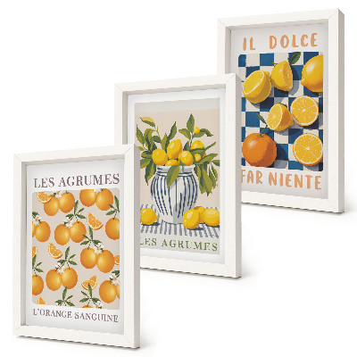 Moderne billedsæt Retro citrusfrugter med gule accenter