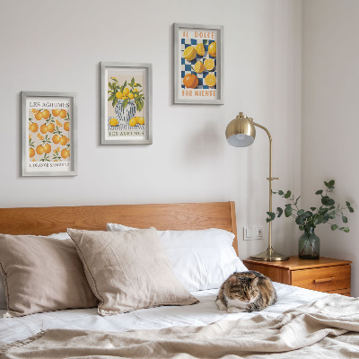 Moderne billedsæt Retro citrusfrugter med gule accenter
