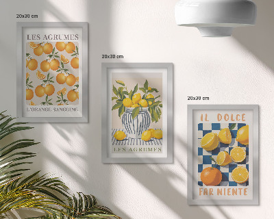Moderne billedsæt Retro citrusfrugter med gule accenter