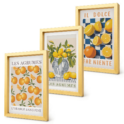Moderne billedsæt Retro citrusfrugter med gule accenter