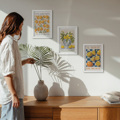 Moderne billedsæt Retro citrusfrugter med gule accenter