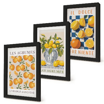 Moderne billedsæt Retro citrusfrugter med gule accenter