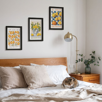 Moderne billedsæt Retro citrusfrugter med gule accenter