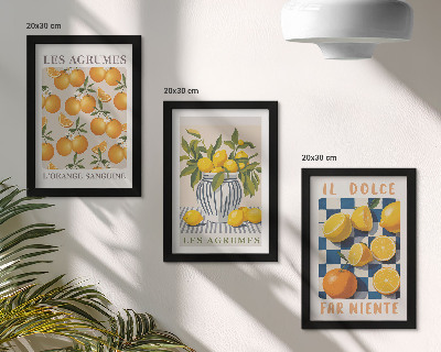 Moderne billedsæt Retro citrusfrugter med gule accenter