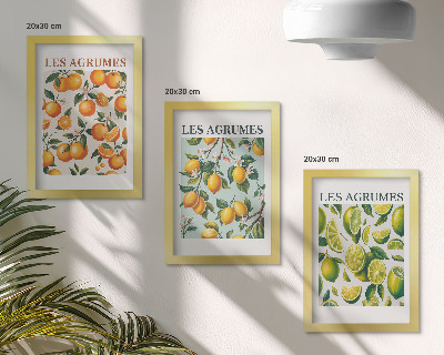 Pakke med billeder og rammer Frugtagtige citrusmønstre i pastelfarver