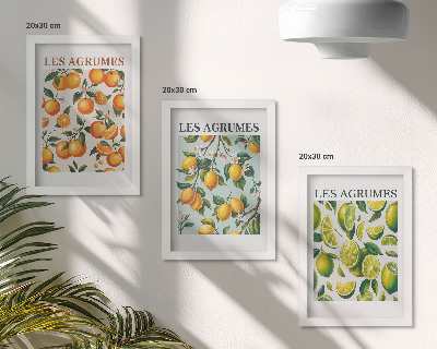 Pakke med billeder og rammer Frugtagtige citrusmønstre i pastelfarver