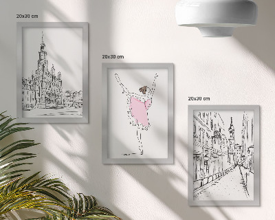 Billedvæg Stilfulde billeder af dansende ballerinaer og arkitektur