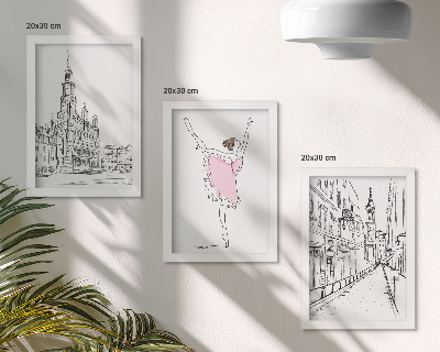 Billedvæg Stilfulde billeder af dansende ballerinaer og arkitektur