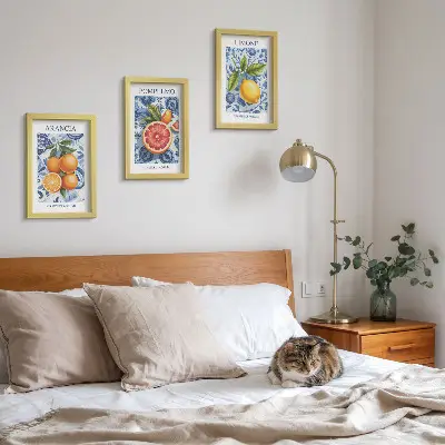 Moderne billedsæt med vintage illustrationer af citrusfrugter