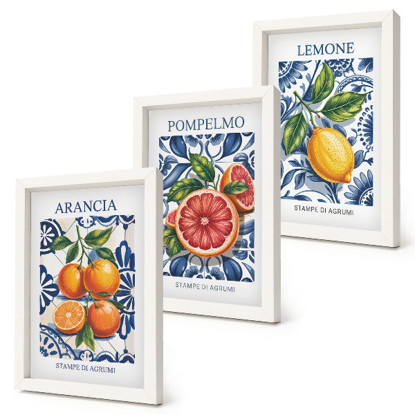 Pakke med billeder og rammer Modeplakater med italienske citrusfrugter