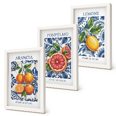 Pakke med billeder og rammer Modeplakater med italienske citrusfrugter
