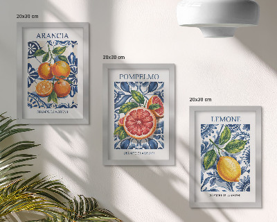 Pakke med billeder og rammer Modeplakater med italienske citrusfrugter