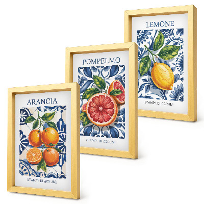 Pakke med billeder og rammer Modeplakater med italienske citrusfrugter