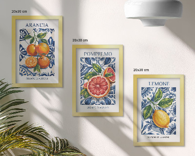 Pakke med billeder og rammer Modeplakater med italienske citrusfrugter