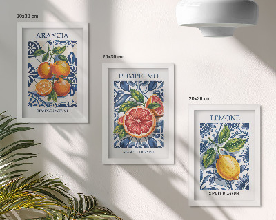Pakke med billeder og rammer Modeplakater med italienske citrusfrugter