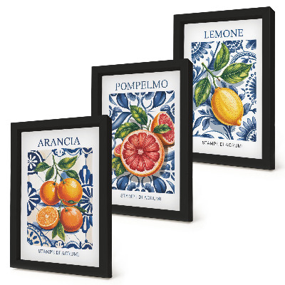 Pakke med billeder og rammer Modeplakater med italienske citrusfrugter