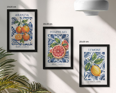 Pakke med billeder og rammer Modeplakater med italienske citrusfrugter