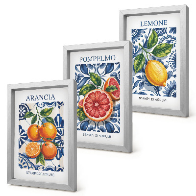 Pakke med billeder og rammer Modeplakater med italienske citrusfrugter