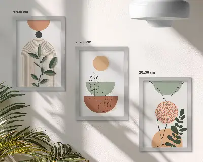 Abstrakte former med farverige plantemotiver moderne billedsæt