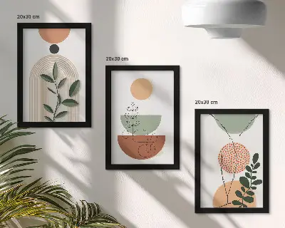 Abstrakte former med farverige plantemotiver moderne billedsæt