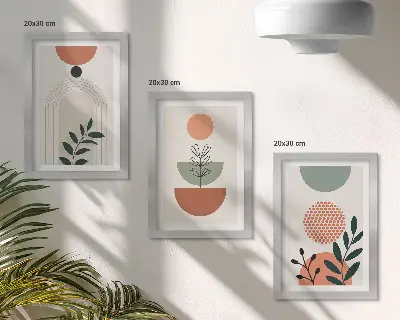 Billed- og rammepakke med plantemotiver i moderne former og farver