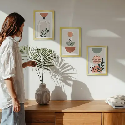 Billed- og rammepakke med plantemotiver i moderne former og farver