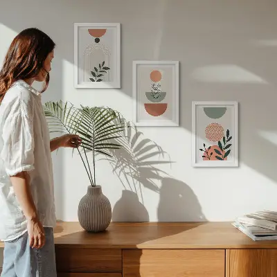Billed- og rammepakke med plantemotiver i moderne former og farver