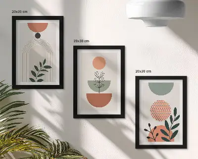 Billed- og rammepakke med plantemotiver i moderne former og farver