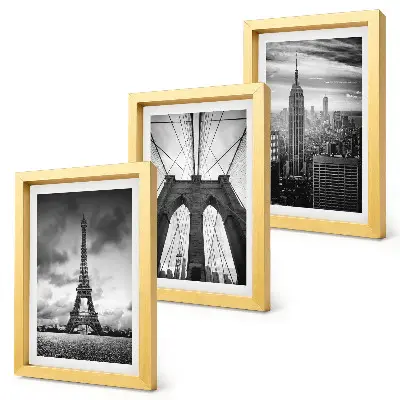 Billedrammer med motiver af tårne og broer sæt i monokromatiske nuancer