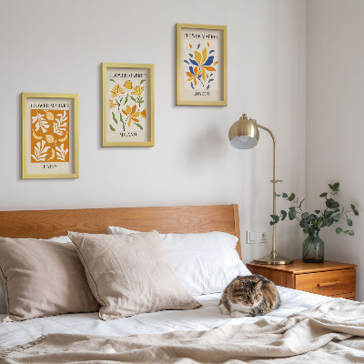 Pakke med billeder og rammer Blomsterplakater Paris Milano London