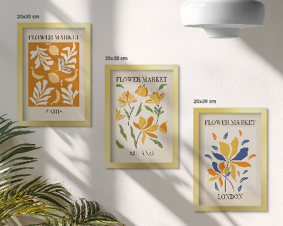 Pakke med billeder og rammer Blomsterplakater Paris Milano London