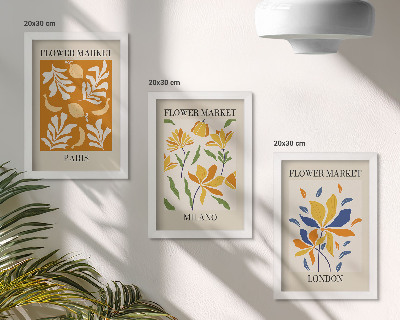 Pakke med billeder og rammer Blomsterplakater Paris Milano London