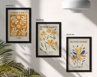 Pakke med billeder og rammer Blomsterplakater Paris Milano London