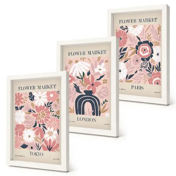 Moderne billedsæt med blomstermotiver fra Tokyo, London og Paris