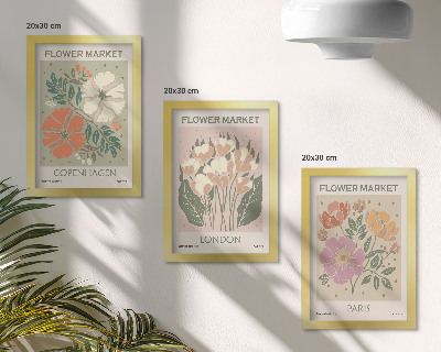 Pakke med billeder og rammer Blomsterplakater København London Paris