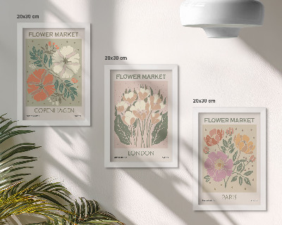 Pakke med billeder og rammer Blomsterplakater København London Paris