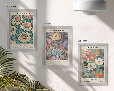 Billedvæg Blomsterplakater Tokyo Paris London