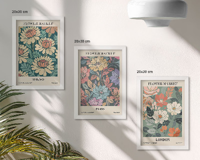 Billedvæg Blomsterplakater Tokyo Paris London