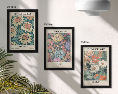 Billedvæg Blomsterplakater Tokyo Paris London