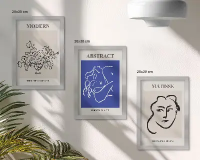 Plakater med rammer i Henri Matisses moderne og abstrakte stil