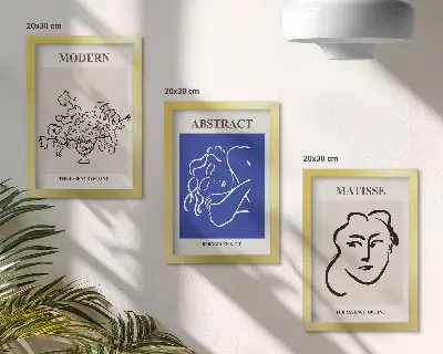 Plakater med rammer i Henri Matisses moderne og abstrakte stil