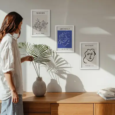 Plakater med rammer i Henri Matisses moderne og abstrakte stil