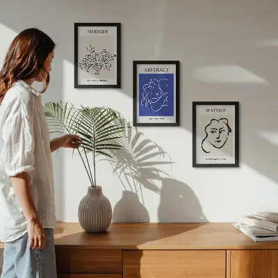 Plakater med rammer i Henri Matisses moderne og abstrakte stil
